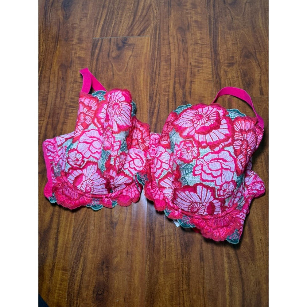NWT Adore Me Pink Green Floral Lace Underwire Bra - Pink Size 38 H